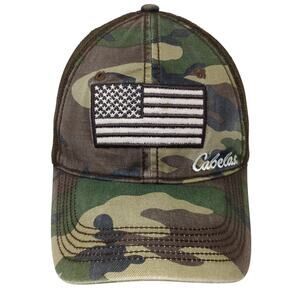 USA Flag Cabela's Snapback Mesh Back Trucker Hat Multi One Size Camo